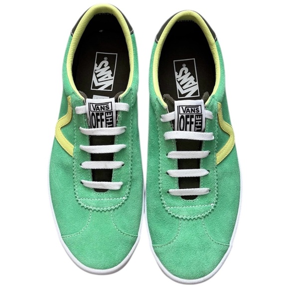 Vans Off The Wall Sport Low Suede Pop Green and Yellow Mens Sneakers Size 9.5